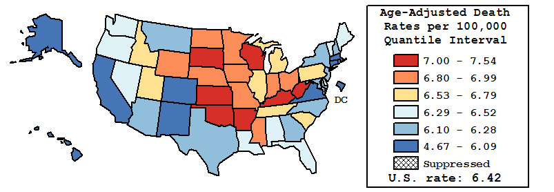 Map of U.S. Rates displayed in table above