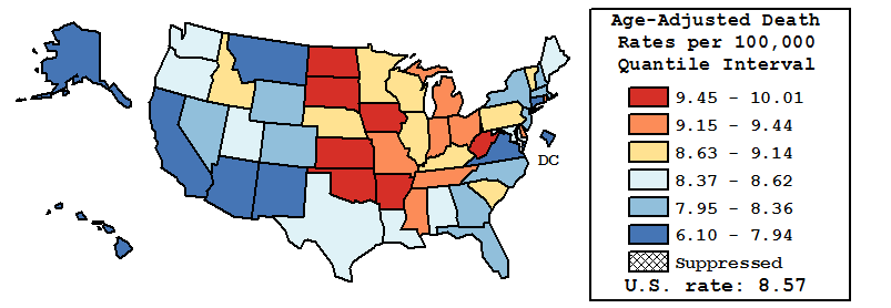 Map of U.S. Rates displayed in table above