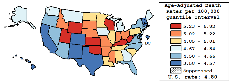 Map of U.S. Rates displayed in table above