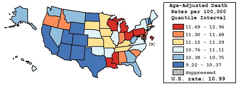 Map of U.S. Rates displayed in table above