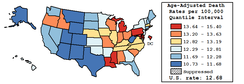 Map of U.S. Rates displayed in table above