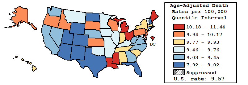 Map of U.S. Rates displayed in table above