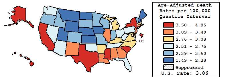 Map of U.S. Rates displayed in table above