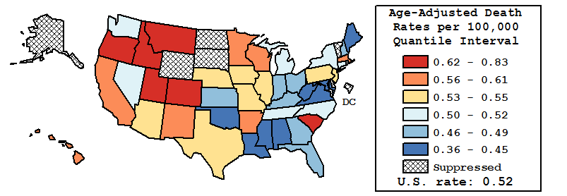 Map of U.S. Rates displayed in table above