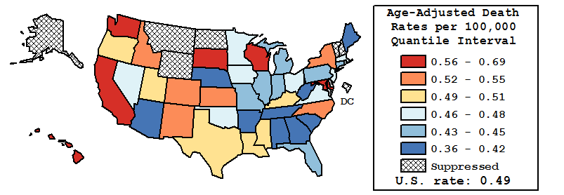 Map of U.S. Rates displayed in table above
