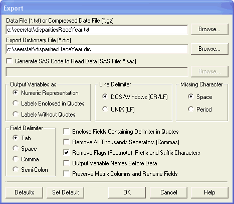 Rate Session Export Dialog