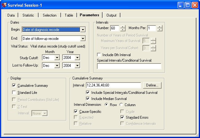 Survival Session - Output Tab