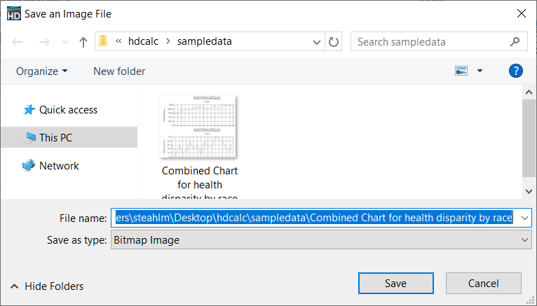 Exporting a chart dialog