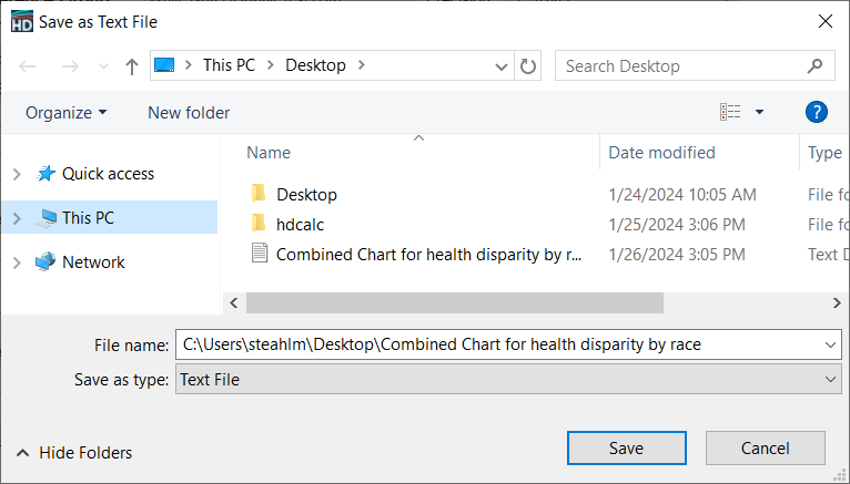 Table Export Dialog