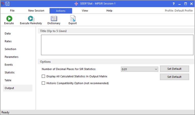 MP-SIR Output Tab