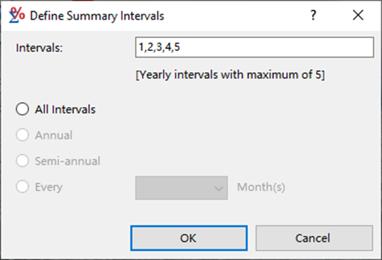 Define Summary Intervals Dialog