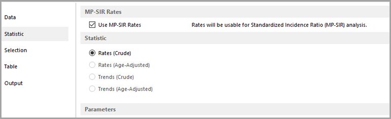 Select MP-SIR on a Statistic Tab for Rate Session