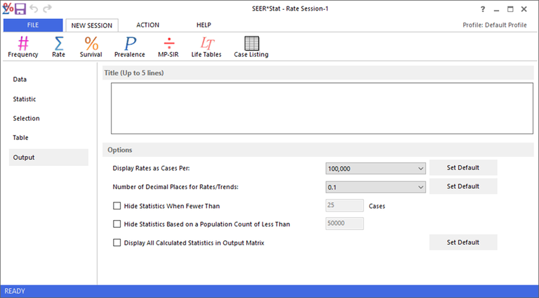 Output Tab Rate Session