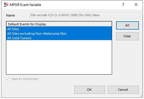 MP-SIR Event Variable Dialog