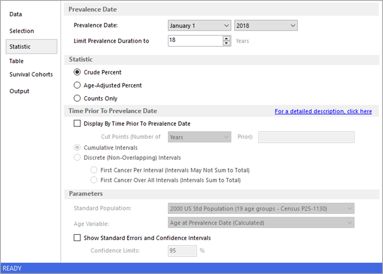 Statistic Tab for Limited Duration Prevalence