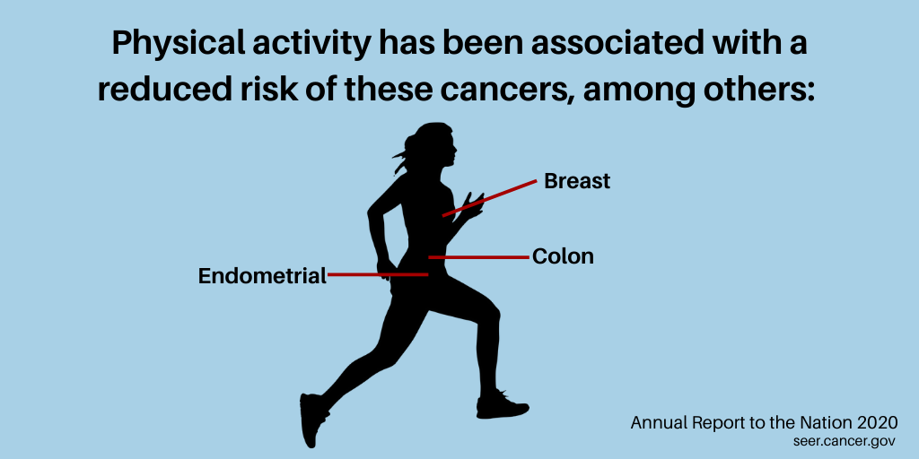 Physical Activity has been shown to decrease the risk of colorectal, breast, and endometrial cancers.